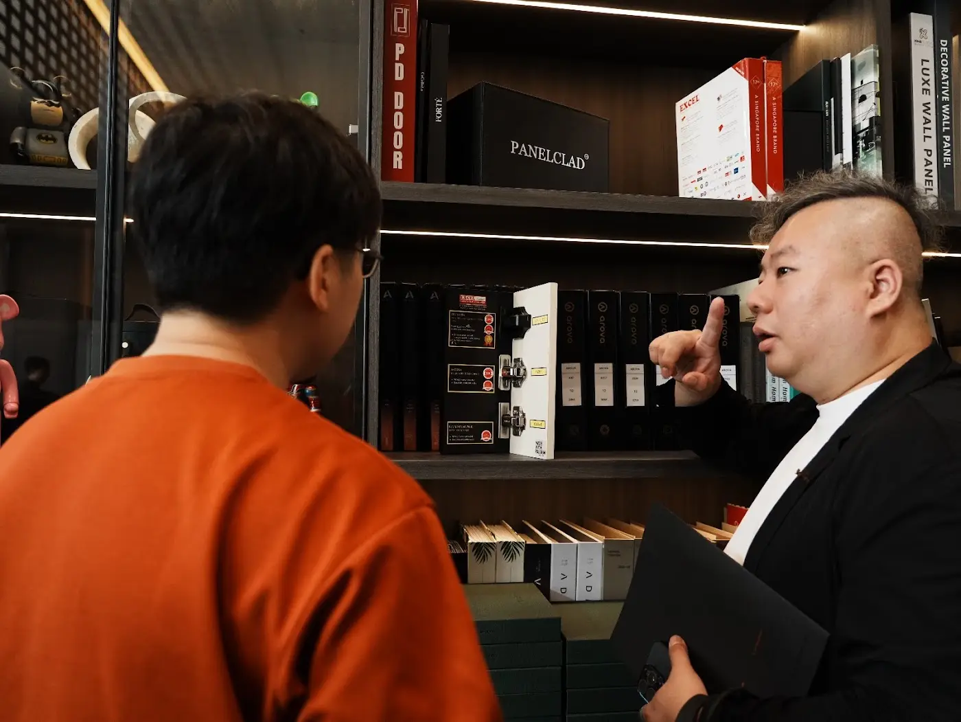 Partner brand display shelf of premium fittings and finishes